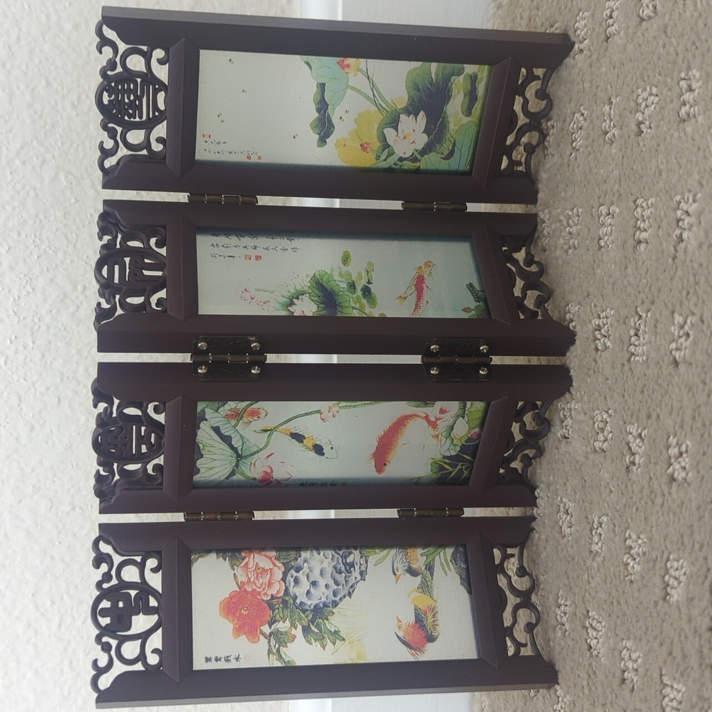 Asian Frame Glass Panel Decor
